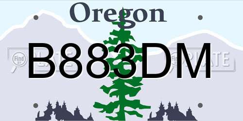B883DM Oregon License Plate