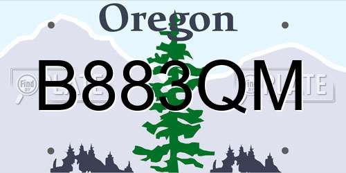 B883QM Oregon License Plate
