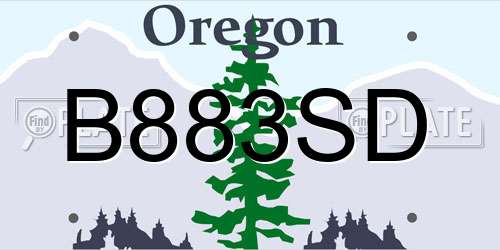 B883SD Oregon License Plate
