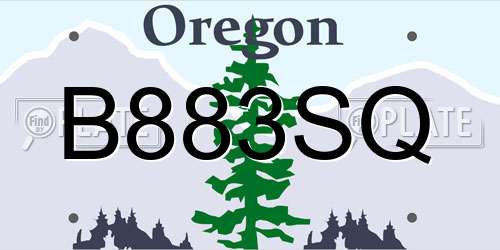 B883SQ Oregon License Plate