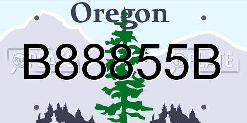 B88855B Oregon License Plate