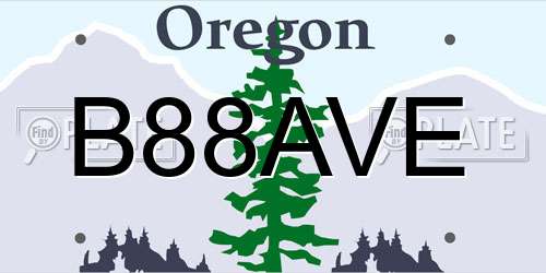 B88AVE Oregon License Plate