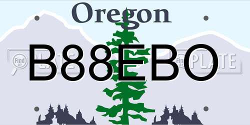 B88EBO Oregon License Plate