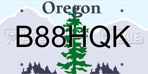 B88HQK Oregon License Plate