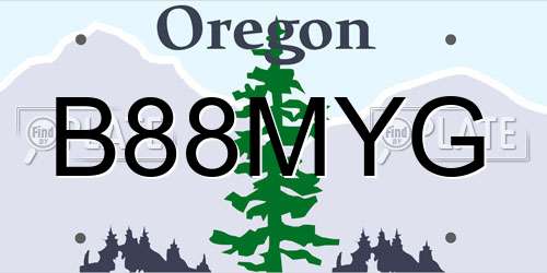 B88MYG Oregon License Plate