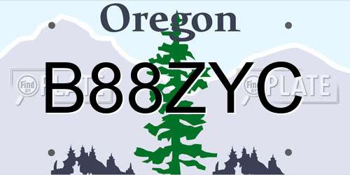 B88ZYC Oregon License Plate
