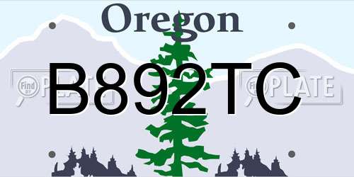 B892TC Oregon License Plate