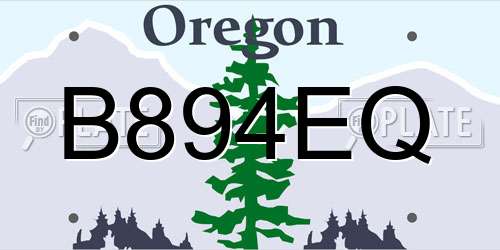 B894EQ Oregon License Plate