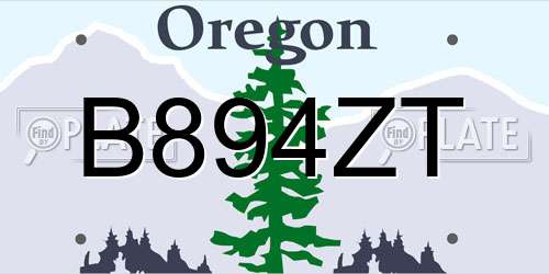 B894ZT Oregon License Plate