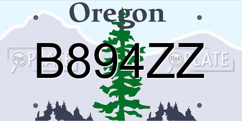 B894ZZ Oregon License Plate
