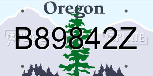 B89842Z Oregon License Plate