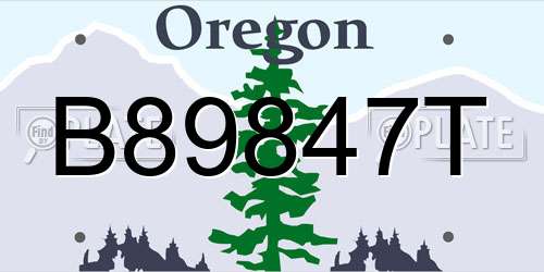 B89847T Oregon License Plate
