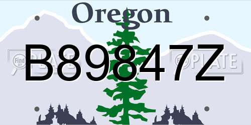 B89847Z Oregon License Plate
