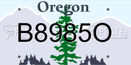 B8985O Oregon License Plate