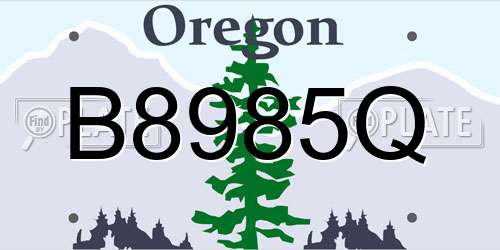 B8985Q Oregon License Plate