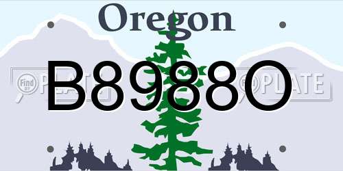 B8988O Oregon License Plate