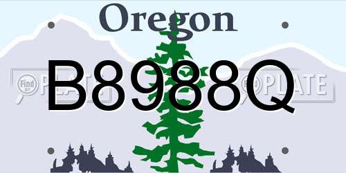 B8988Q Oregon License Plate