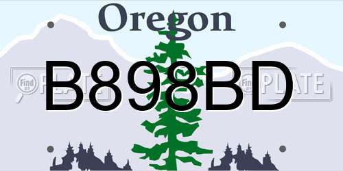 B898BD Oregon License Plate
