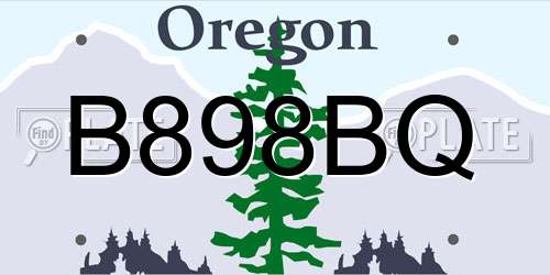 B898BQ Oregon License Plate