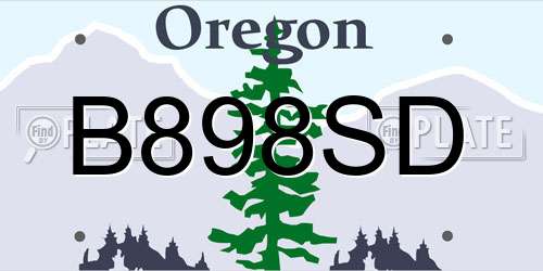 B898SD Oregon License Plate