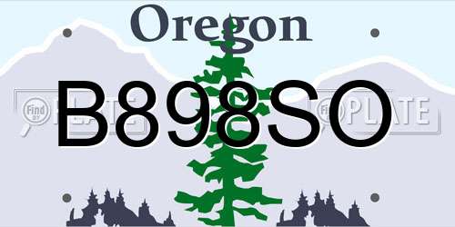 B898SO Oregon License Plate