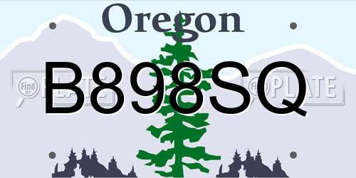 B898SQ Oregon License Plate