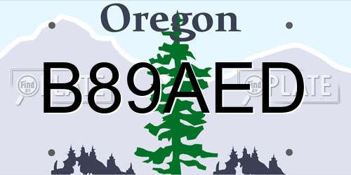 B89AED Oregon License Plate