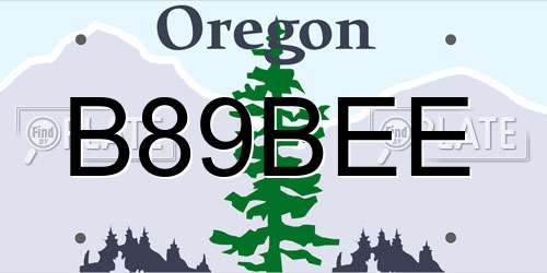 B89BEE Oregon License Plate