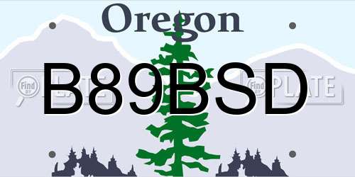 B89BSD Oregon License Plate