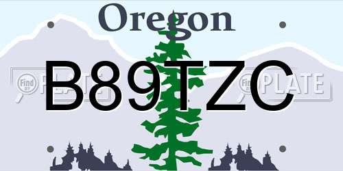 B89TZC Oregon License Plate