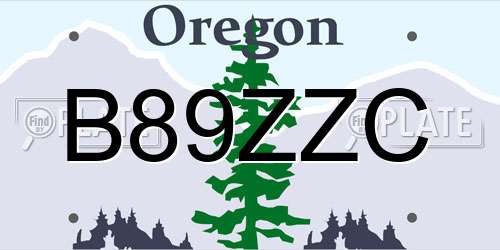 B89ZZC Oregon License Plate