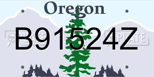 B91524Z Oregon License Plate