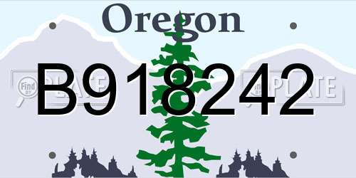 B918242 Oregon License Plate