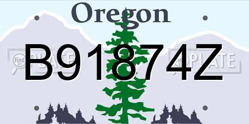 B91874Z Oregon License Plate