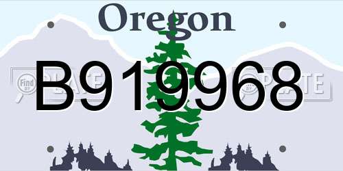 B919968 Oregon License Plate