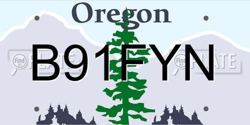 B91FYN Oregon License Plate