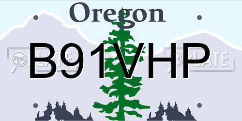 B91VHP Oregon License Plate