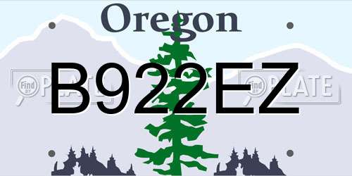 B922EZ Oregon License Plate