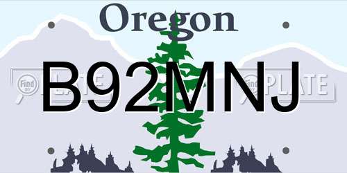 B92MNJ Oregon License Plate