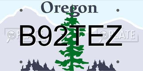 B92TEZ Oregon License Plate