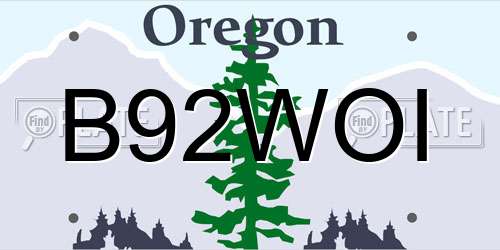 B92WOI Oregon License Plate