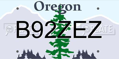 B92ZEZ Oregon License Plate