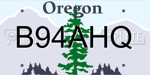 B94AHQ Oregon License Plate