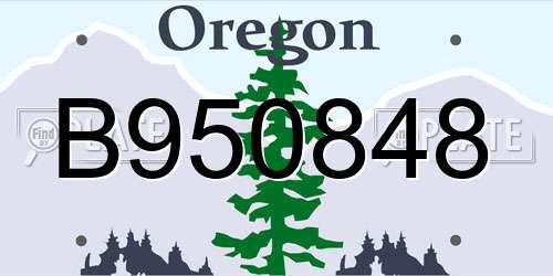 B950848 Oregon License Plate