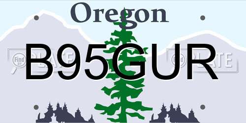 B95GUR Oregon License Plate