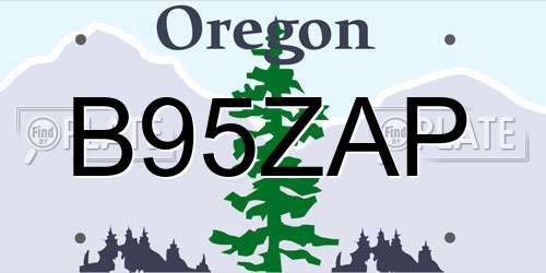 B95ZAP Oregon License Plate