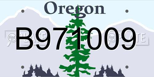 B971009 Oregon License Plate