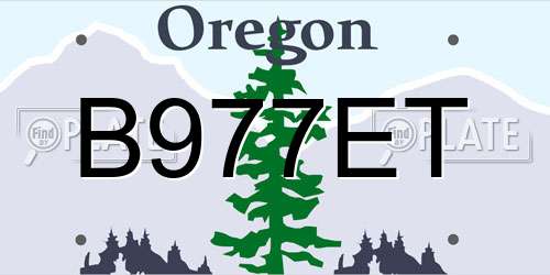 B977ET Oregon License Plate