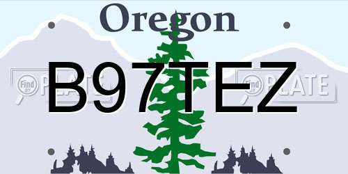 B97TEZ Oregon License Plate