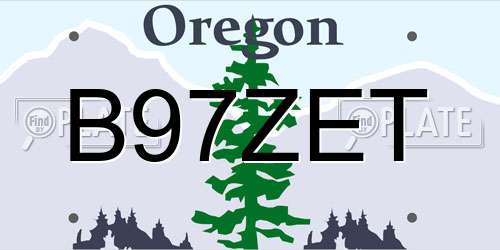 B97ZET Oregon License Plate